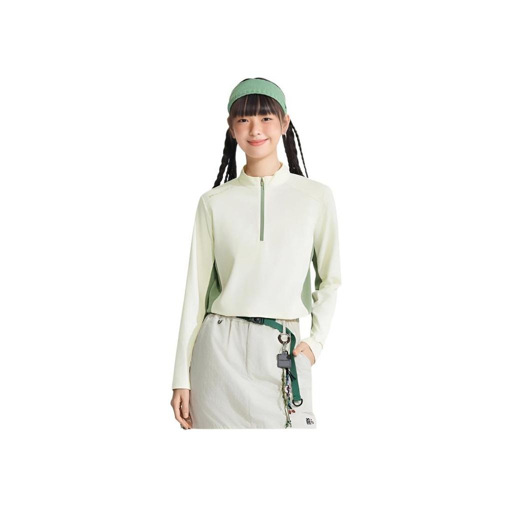 Li Ning CF Comfort Letter Splicing Color Block Stand Collar Casual Simple Long Sleeve T-Shirt Women Tops ATLV208-2