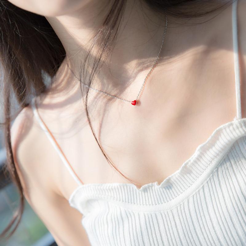 Ladies Red Heart Necklaces Elegant 