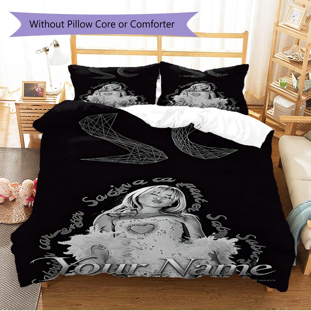 Name Custom Sabrina Carpenter Pattern Bedding Set Quilt Cover Pillowcase Home Decor Gift (1 * Duvet Cover + 2 * Pillowcase, Without Core)