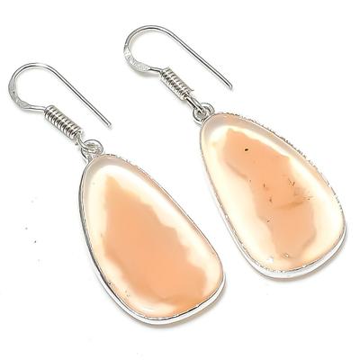 Natural Lake Superior Agate Handmade 925 Sterling Silver Earring 1.85" F3t42