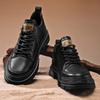 New Autumn and Winter British Style Casual Leather Shoes Big Head Inner Height Increase Black Low-top Martin Boots