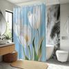 Tulip Bath Curtain In Gold Color Washable Dirt-Resistant Shower Curtain Shower Head Waterproof Polyester Bath Curtain