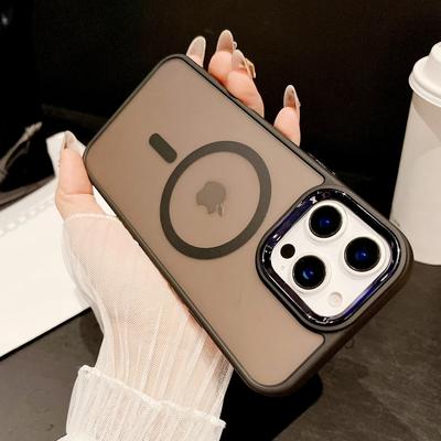 À Prova de Choque para Magsafe Carregamento Sem Fio Magnético Capa Fosca para iPhone 16 15 14 Plus 13 12 Pro Max 11 Capa Traseira Fosca