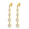 Trendy Women's 18K Gold-Plated Emerald Tassel & Stud Earrings with Cubic Zirconia In Stainless Steel