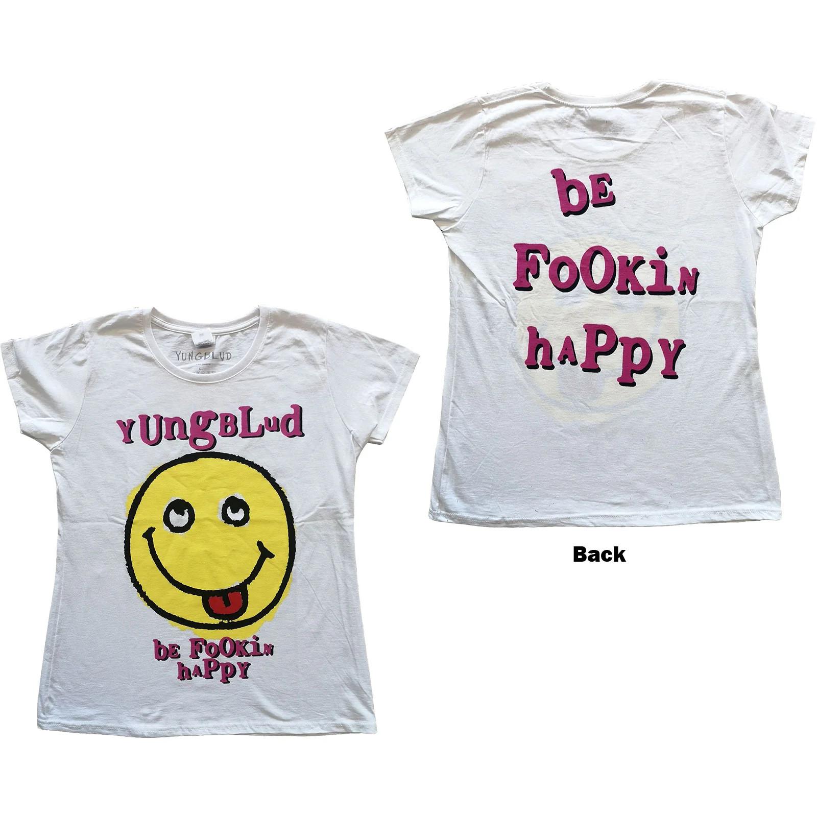 Yungblud Ladies Slim Fit T-Shirt: Raver Smile (Back Print) OFFICIAL NEW M