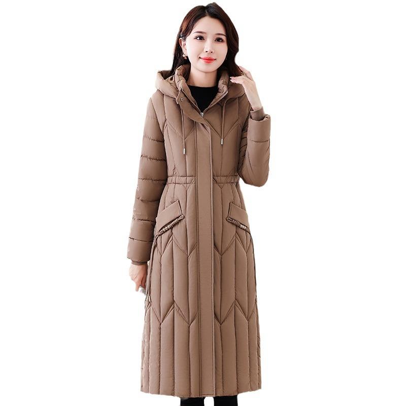 Winter 2025 new style down cotton coat women's long knee-length cotton-padded jacket thick figure-flattering cotton coat
