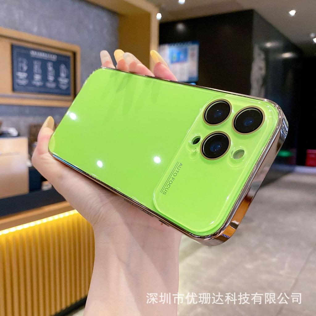 Applicable to iPhone11promax electroplated glass mobile phone case large window Apple 11 simple solid color all-inclusive sheath