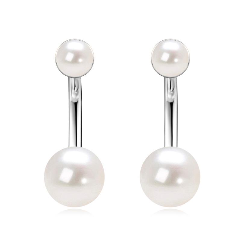 Double Wear Freshwater Pearl Sterling Silver Dangle Earrings for Women - Versatile, Stylish Christmas Gift 