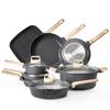 19 Piece Pots and Pans Set Granite Nonstick Kitchen Cookware Black