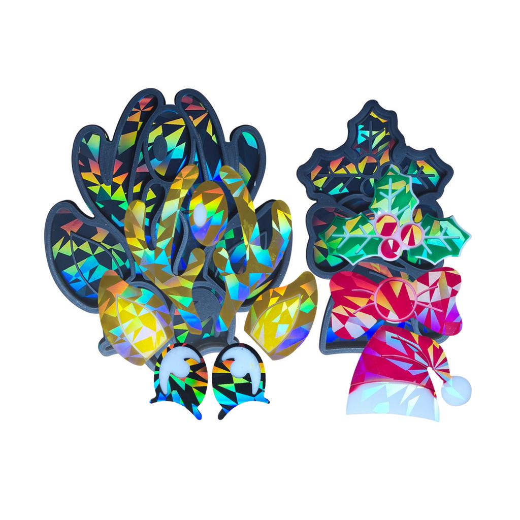 2Pcs Light Shadow Elk Christmas Hat Ornament Silicone Mold Scented Gypsum Ornaments Drop Glue Resin Mold for Decoration