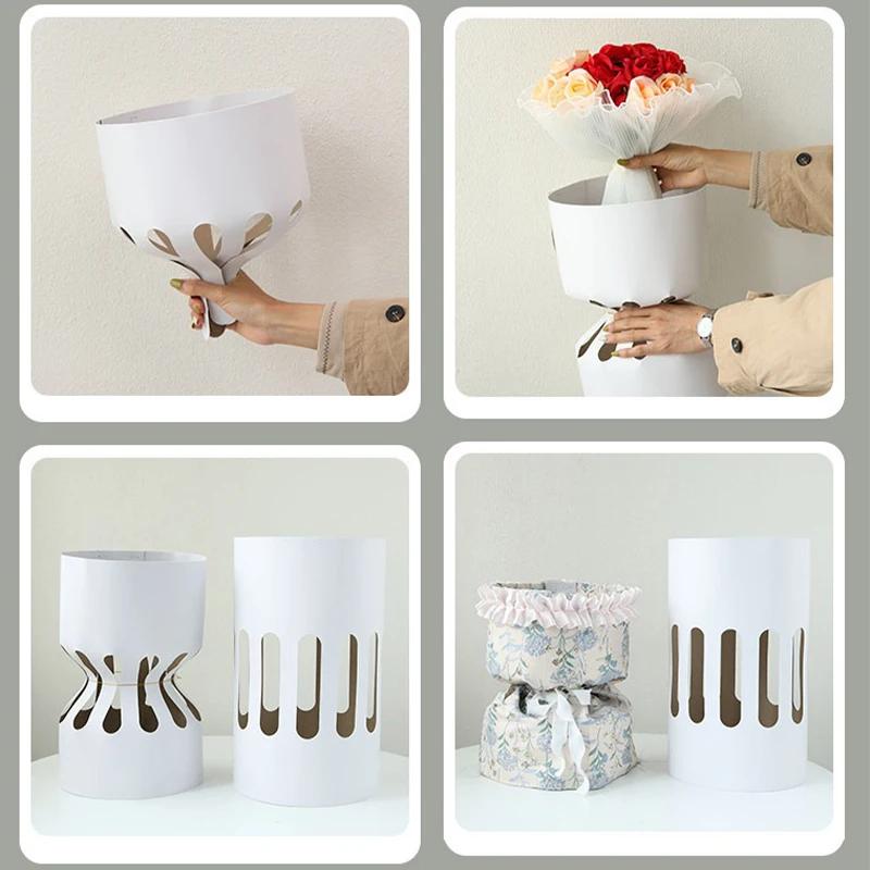 10Pcs Kraft Paper round Bouquet Flowers Package Stereotype Rose Lining Wrapping Paper for Flower Shop Auxiliary Tool