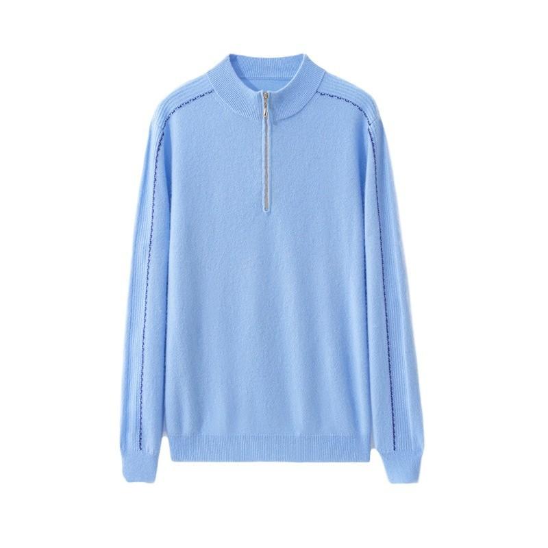 

Sweater for Autumn and Winter Bottoming Men s Light Luxury Business Semi-zippered Cardigan Fashionable Half-turtleneck Knitted Sweater M