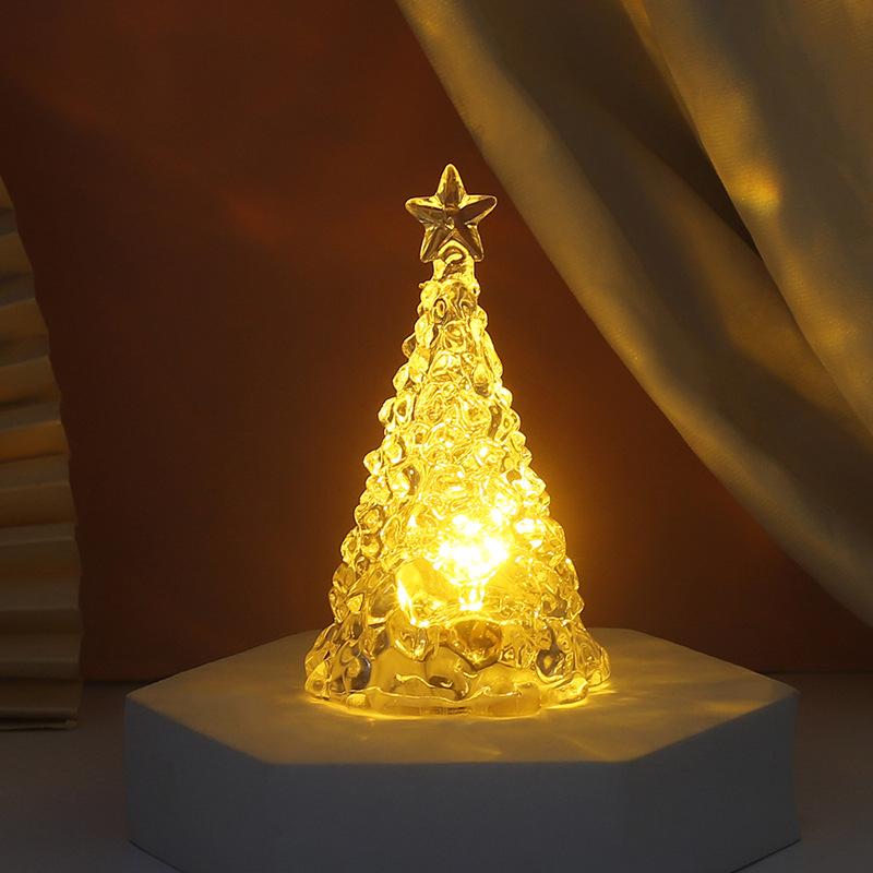 Veilleuse Arbre de Noël en Cristal Ornement de Bureau de Noël Lampe Arbre de Noël Cadeau de Noël Brille dans le Noir Décoration de Maison