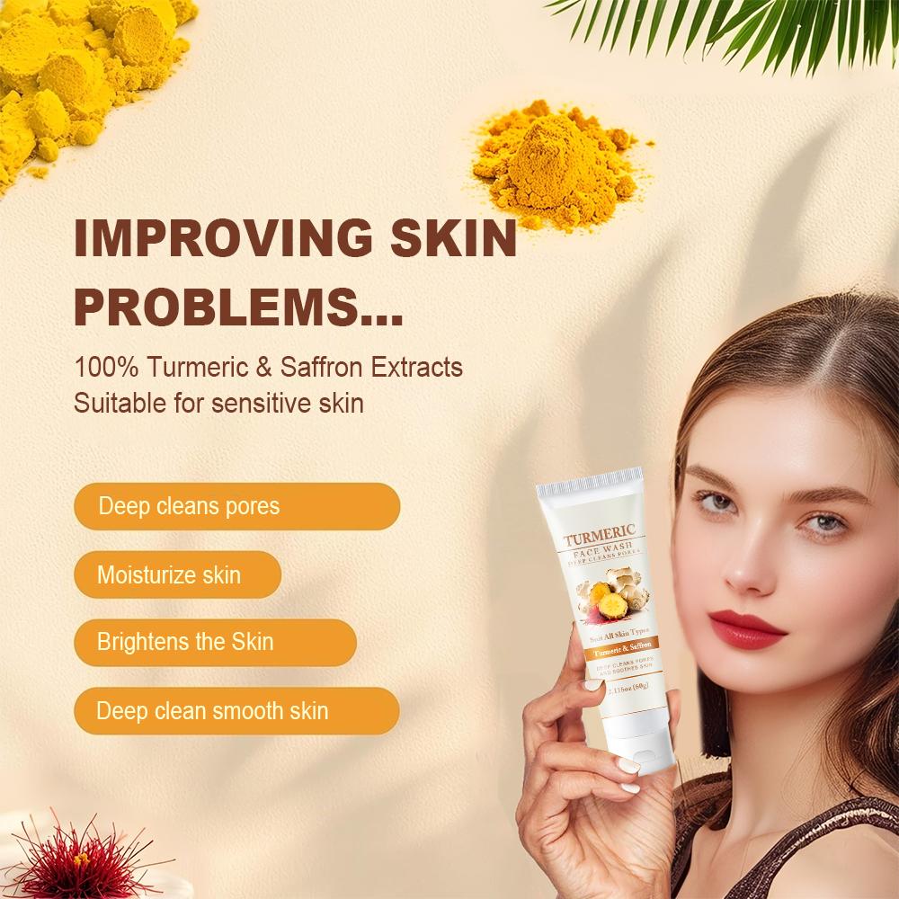 Turmeric Face Wash-Deeply Cleans Pores and Soothes skin-Moisturizing and Brightening Facial Skin-Suitable For All Skin Types