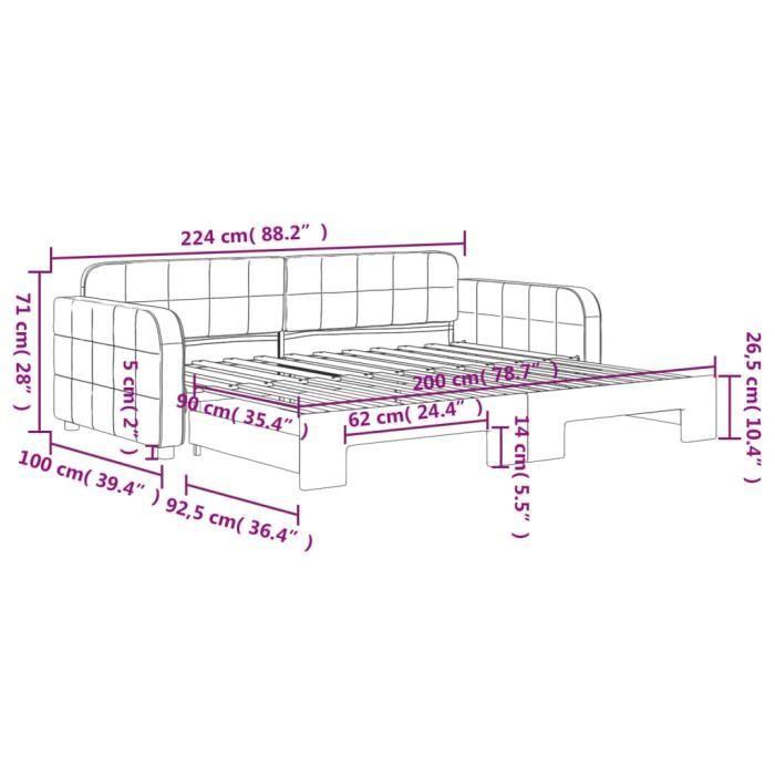 VidaXL Daybed with Trundle Bed Pink 90x200 Cm Velvet 3196932