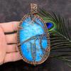 Natural Aqua Solar Druzy Gemstone Handmade Copper Wire Wrap Pendant 5.52 g6M27