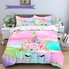 Colorful Uni-horse Pattern Bedding Quilt Set Quilt Cover Pillowcase Home Decoration Gift (1 * duvet cover + 2 * pillowcase, without core)