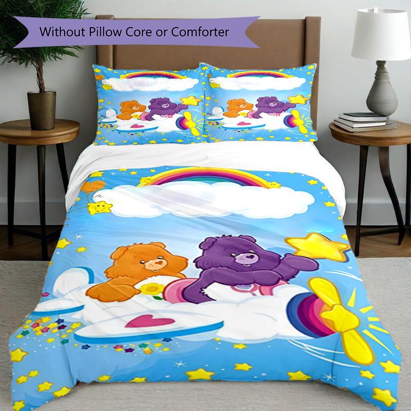 3pcs Duvet Cover Set (1*Duvet Cover + 2*Pillowcase, Without Core), Care Bears Print Bedding Set, Bedroom Decor, All‑Season, Birthday Gift