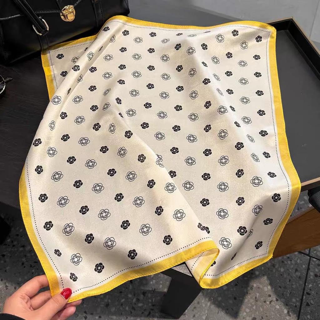 Simulation silk flower printing silk scarf square scarf high-end shawl sunscreen neck scarf headscarf scarf
