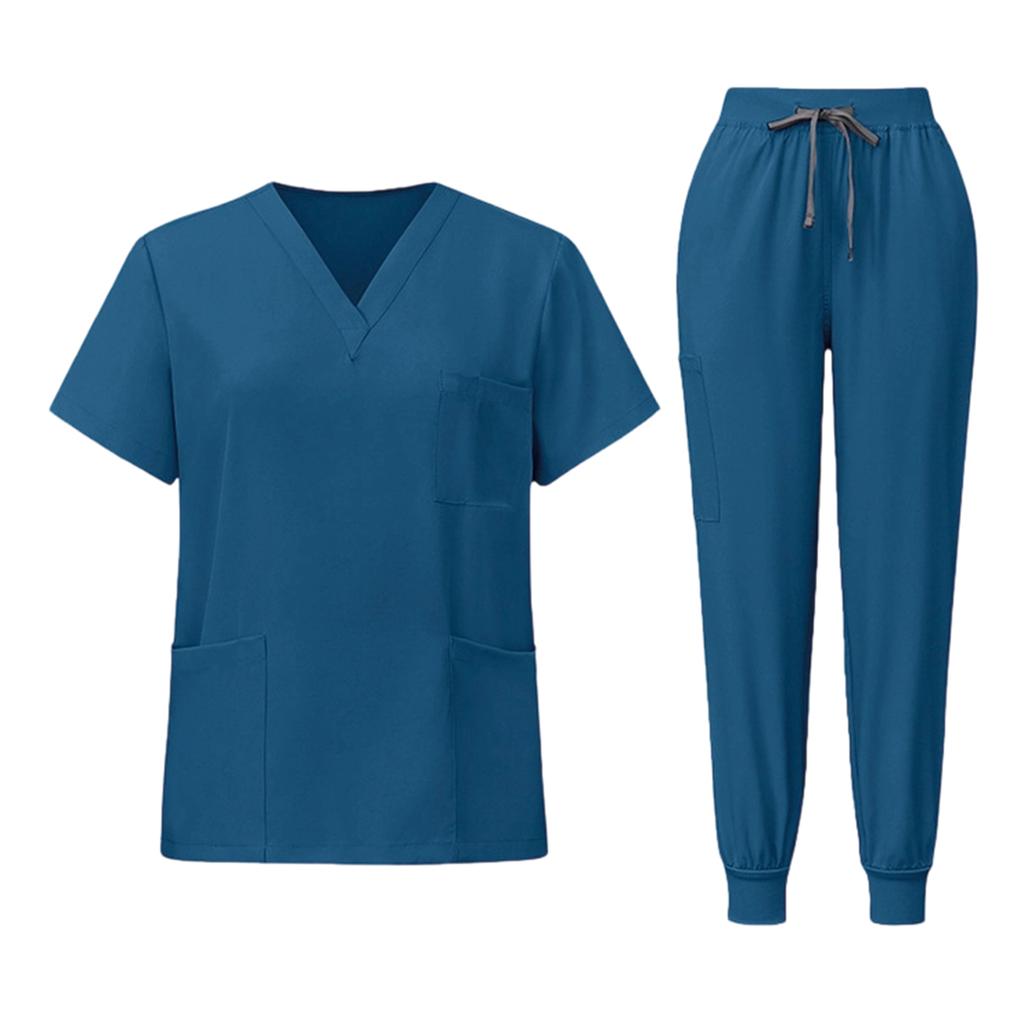 Unisex Luźny i Wygodny Dekolt w Serek Krótki Rękaw Spodnie Odzież Robocza Strój Urody Zestaw Ochronny