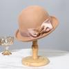 2025 New Winter Curl Brim Wool Fedora Hats For Women Elegant Bow Flower bucket hat Hat Vintage Formal Fascinator Cap Mujer