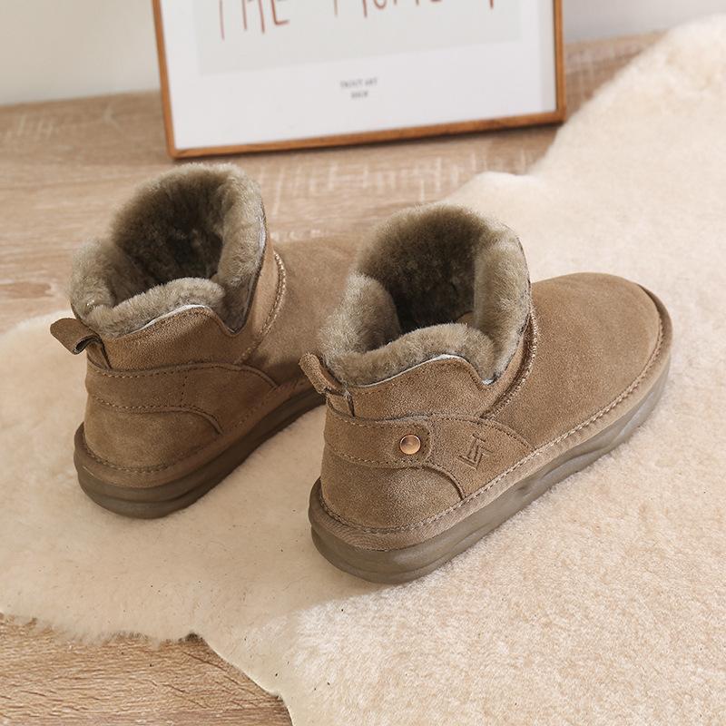 

Thick-soled snow boots new winter fur integrated fleece short tube low-top non-slip warm cotton shoes 40