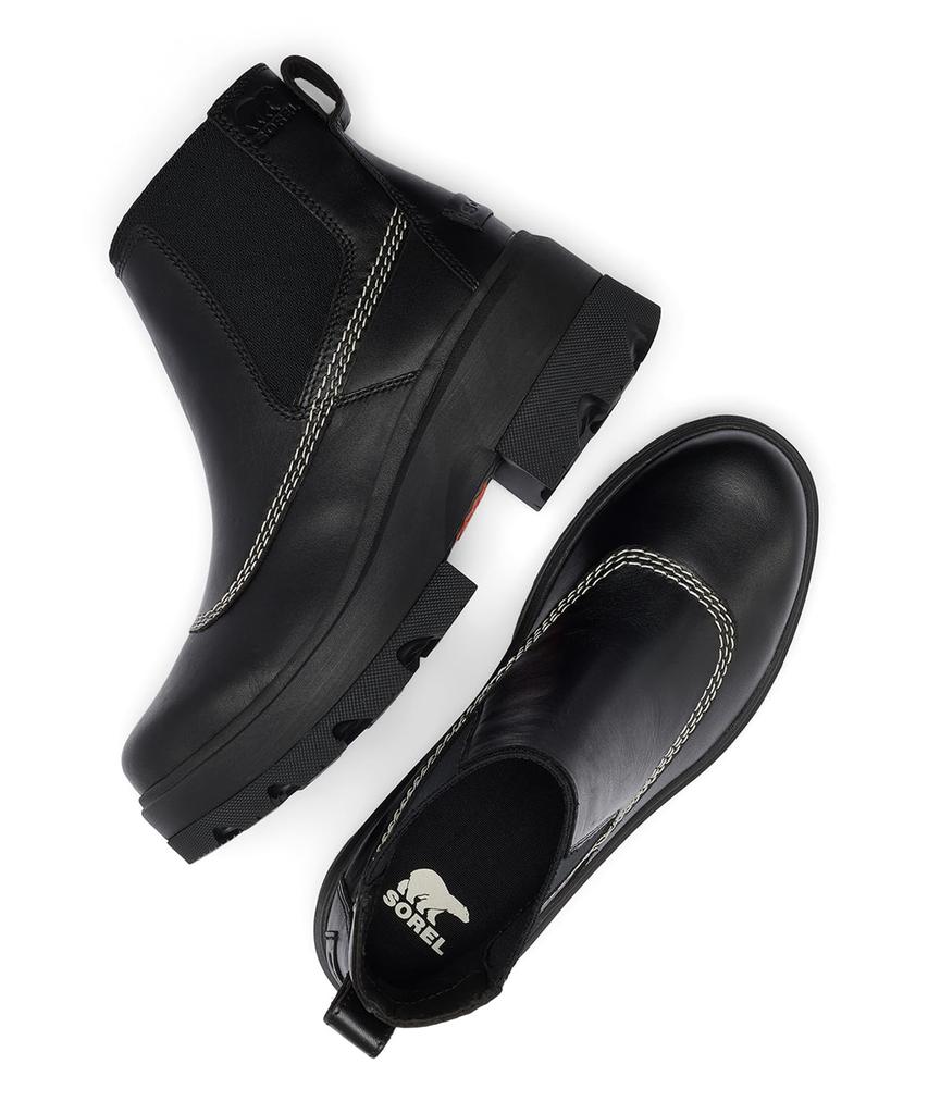 [Sorel] Joan Forward Chelsea Boots for Women, 24.5cm, Black, Bleached Ceramic