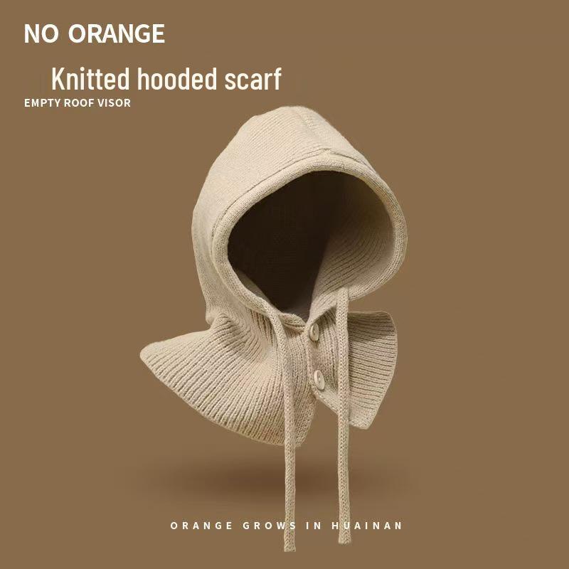 Women's Korean Knit Balaclava: Warm Winter Hat & Scarf Combo with Ear Protection, Slim-Fit Design