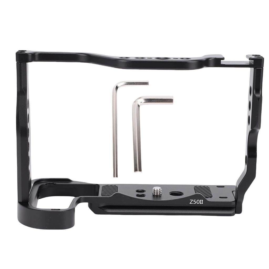 Full Camera Cage for Nikon Aluminum Video Camera Rig with Holes and Cold Shoe Camera Video Cage Built into Quick 38mm Shoot Z50II, 1/4" 3/8" Mount,