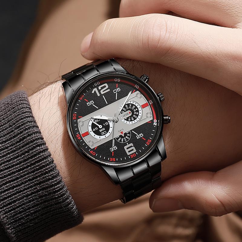  Luxury Fashion Mens Stainless Steel Quartz Wristwatch for Men Business Casual Watch Best Gifts Clock for Husband,Family,Friend