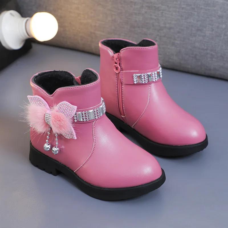 Children Mid Length Warm Leather Boot Cute Children Cotton Shoe Plush Winter New Childrens Cotton Boot Girls Boots Botas Niña