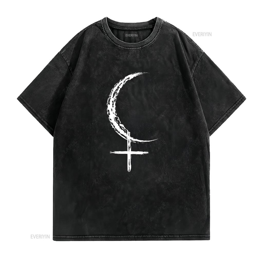 Lilith Symbol T Shirt Black Moon Witchy Jersey  vintage Washed Breathable Unisex Stylish fashion streetwear
