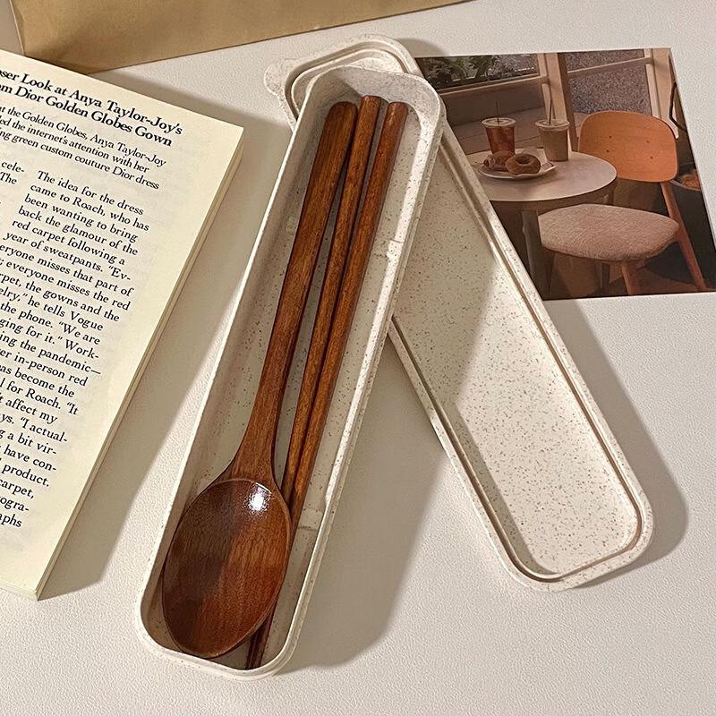Portable Wooden Chopsticks & Fork Set