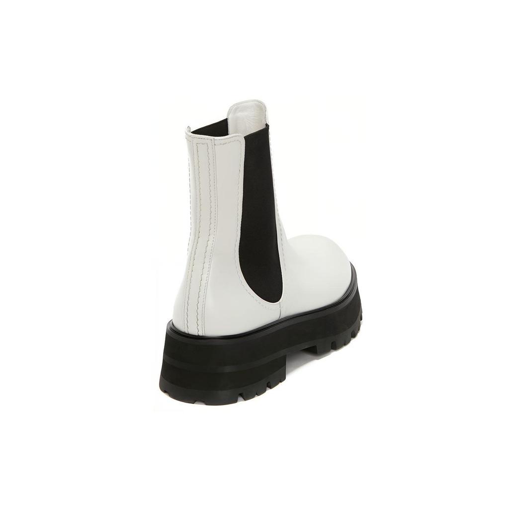 Alexander McQueen Rave Chelsea Boot White Black Women's 700077WIC629360