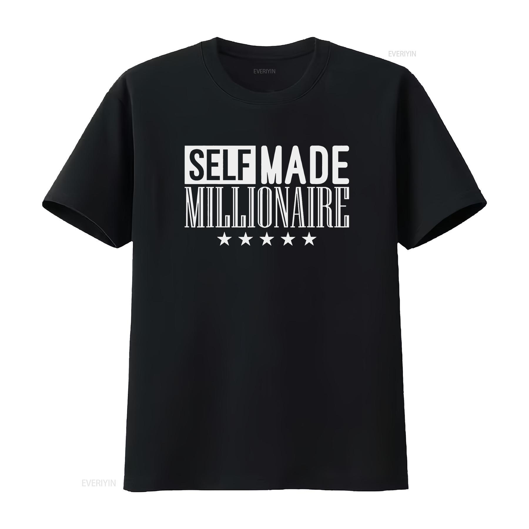 

Self made MILLIONAIRE Mindset T Shirt vintage Washed Soft Versatile Casual Slightly Top For Everyday Wear Breathable Stretched 4XL