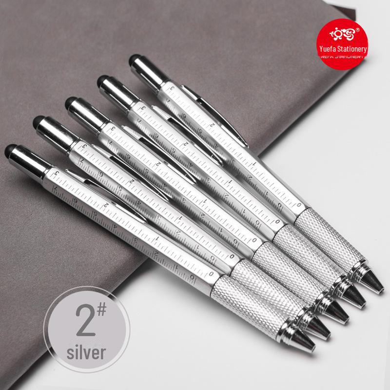 "Promotional Multi-Function Ballpoint Pen with Touch Screen Stylus, Metal Scale, and Screwdriver Tool"