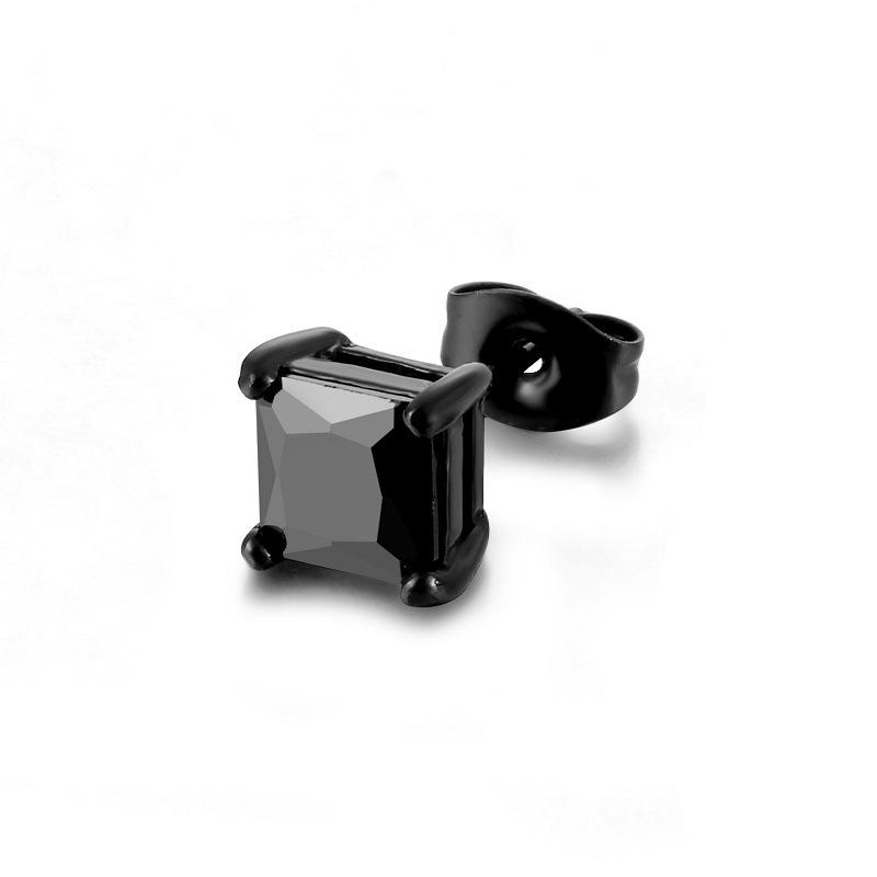 Round Square Cubic Zirconia Stainless Steel No-Piercing Ear Clip Cartilage Earrings