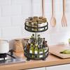 Carbon Steel Kitchen Storage Tray 360° Rotation Rotating Spice Shelf Condiment Rack  Kitchen Use