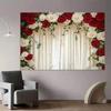 2D Red & White Rose Backdrop Cream Curtain Wedding Ceremony Background