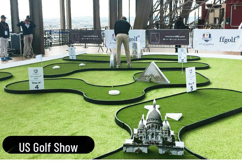 PGM Indoor Golf Set with Interlocking Green for Office, Home, and Outdoor Practice