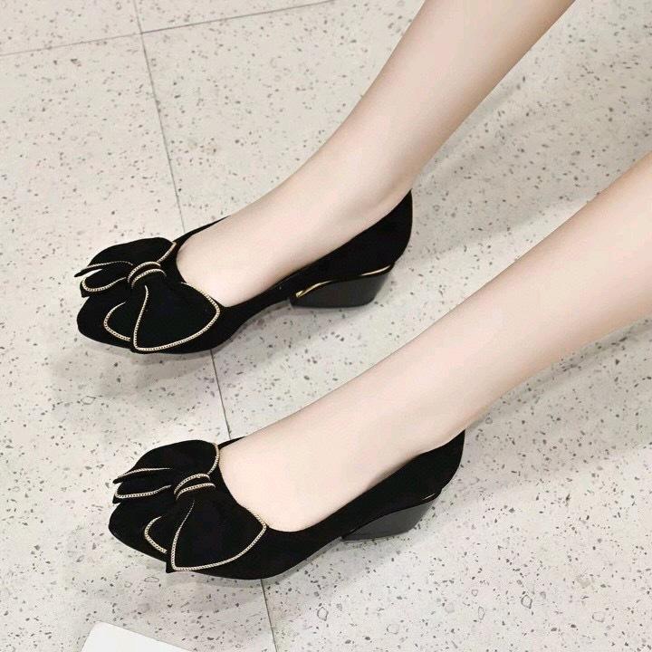 Women's shoes spring new small fragrant wind bow small single shoes black sheepskin rhinestone round head