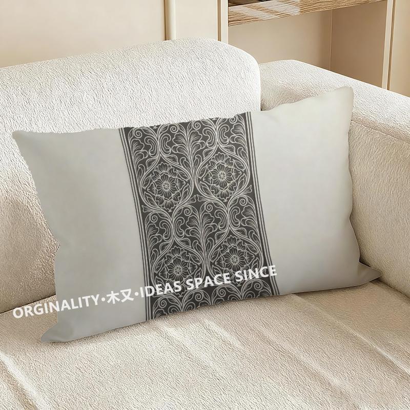 Elegant Floral Pattern Pillowcase Suitable For Sofa Bedroom Car Pillow Cover Cushion Rectangular Back Cushion