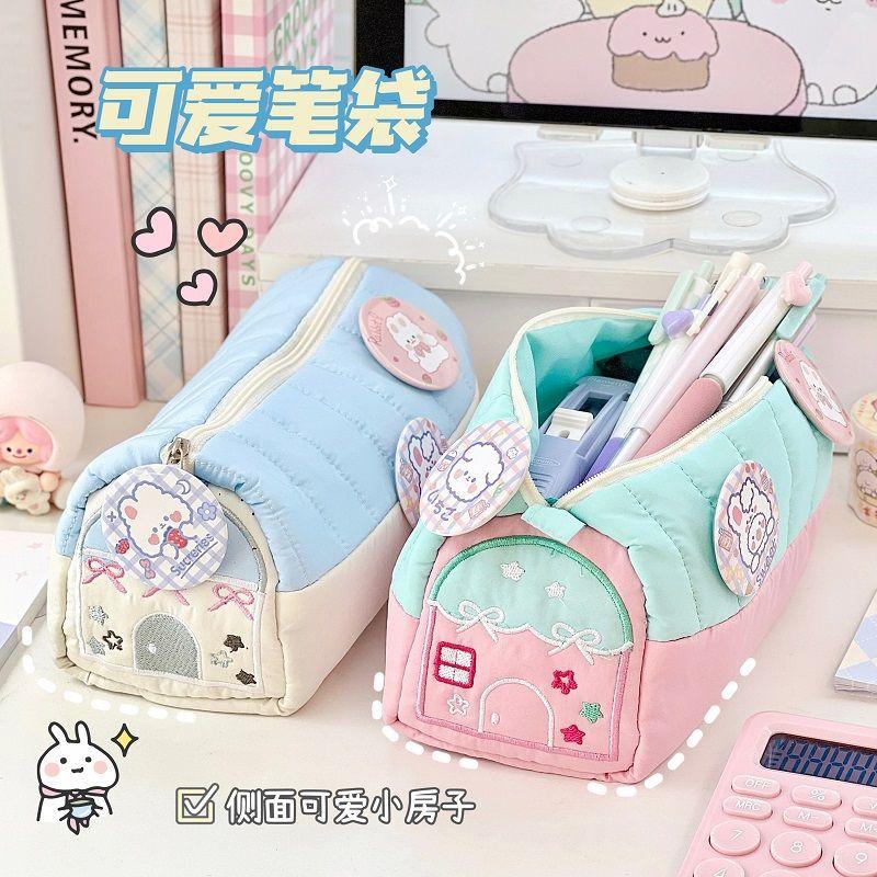 Pencil bag small house design cute small fresh stationery box large capacity student niche storage bag