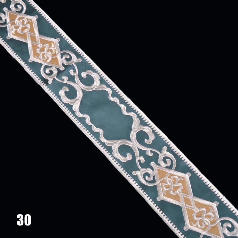 1Meter Vintage Totem Embroidered Jacquard Ribbon Braid Trim Woven Lace Fabric Diy Cushion Curtain Garment Hanfu Belt Accessory