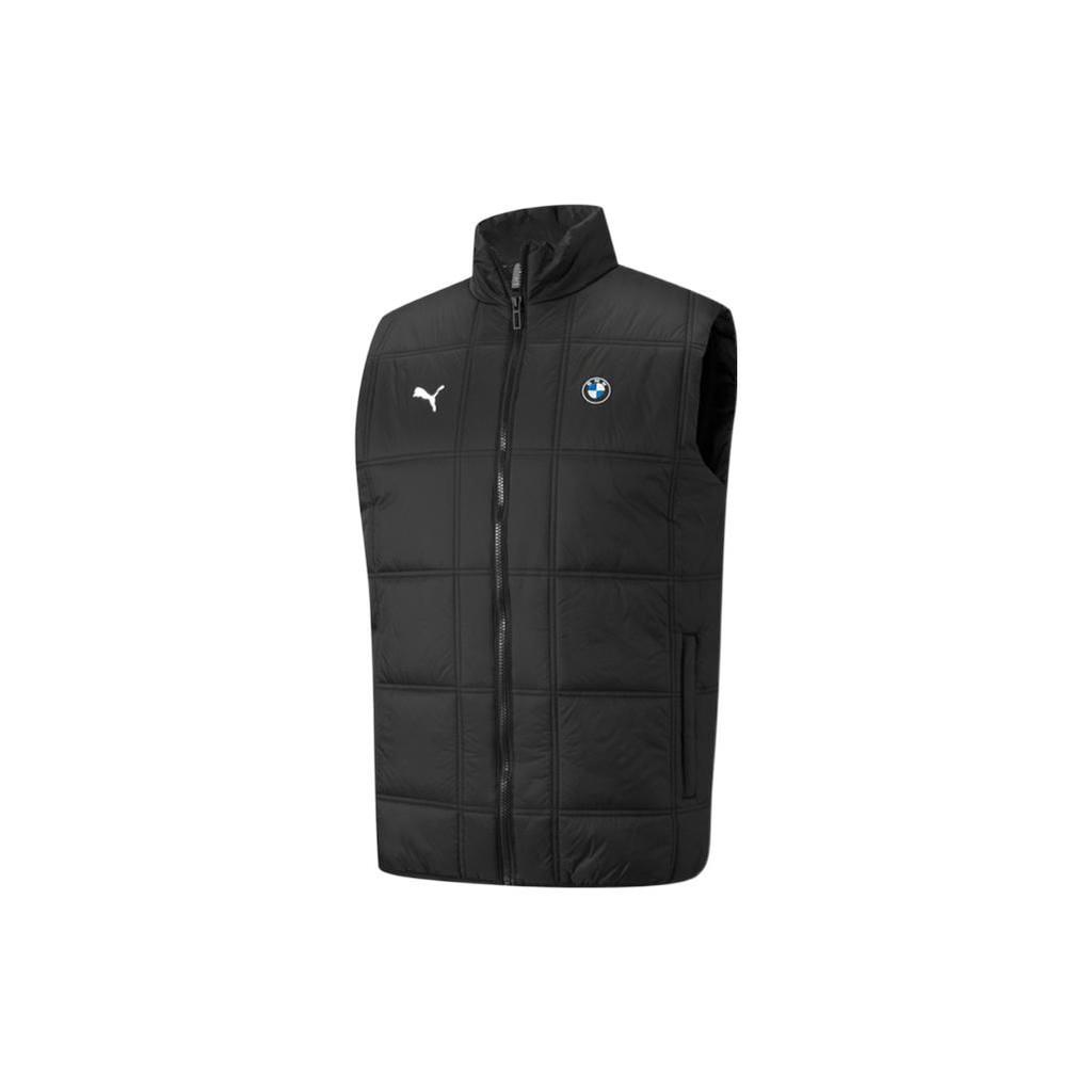 Puma Solid Color Logo Print Zip Stand Collar Vest Men Vests Black 531171-01