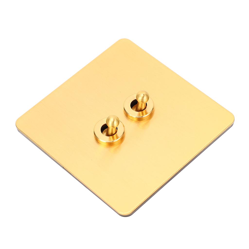 Toggle Switch Imitation Gold Stainless Steel Panel Dual Control Wall Toggle Switch AC250V