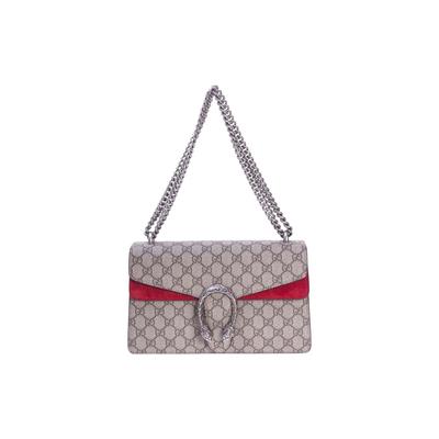 Gucci Dionysus Lánc Tigrisfej Csattal Logó Vászon és Bőr Válltáska Kicsi Női válltáska Ébenfa Piros 400249-KHNRN-8698
