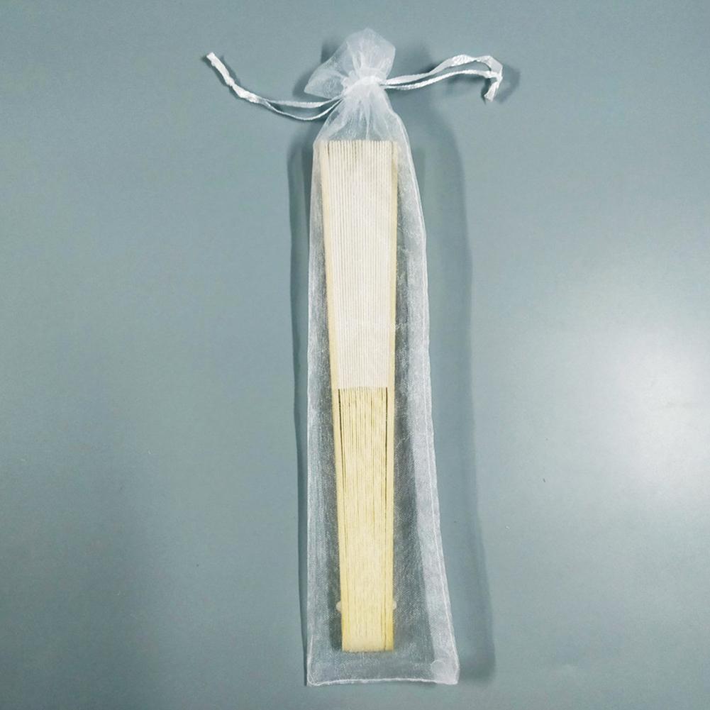 1-10PCS Engraved White Folding Elegant Silk Hand Fan with Gift Bag Bamboo Hand Fan Home Decoration Craft Fan for Wedding & Party
