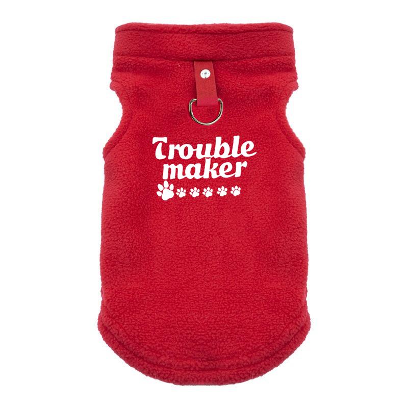

TROUBLE MAKER Winter Fleece Pet Dog Clothes Puppy Sweater French Bulldog Coat Pug Clothing For Small Dogs Chihuahua Vest XL красный