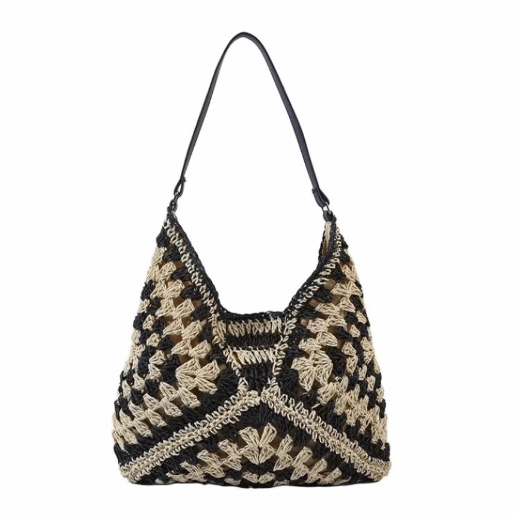 New Hollow-out Design Weaving Clutches Weaving Texture Large Capacity Underarm Bag Polyester Ladies Handbag Summer Season